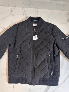 Calvin Klein Quilted Bomber Jacket Men M Black NWT